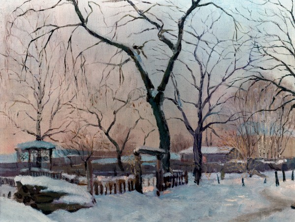 Наш дворик зимой (в Задвинье). 1930 годы.