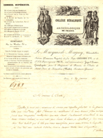 Письмо маркиза де Маньи, графу Григорию Александровичу Строганову  от 29.01.1847 г.