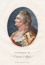 Портрет Императрицы Екатерины II. 1826 г., с доски до 1810 г. (Цветная гравюра на меди, пунктир. 28 х21,5 см)